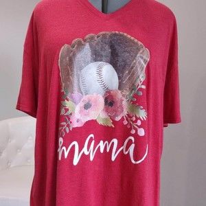 3X Womens Short Sleeve Red Tee-Shirt (Mama) C6241